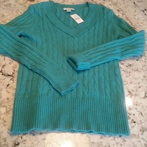 LOFT l Cable knit Teal Pullover C6